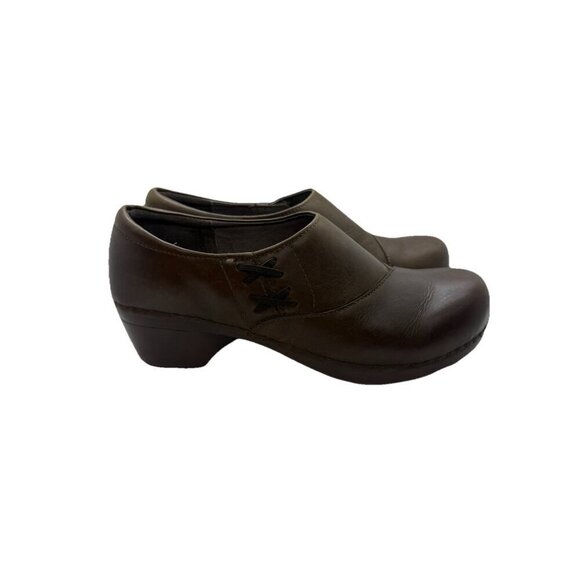 DANSKO Stacie Women's EUR 39 US 8.5/ 9 Brown Leather Slip On Clogs Shoes Nursing - Picture 1 of 8